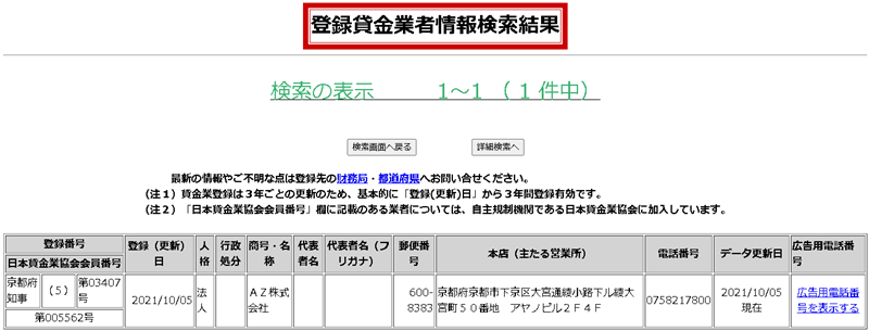 登録貸金業者情報